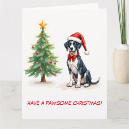 Tarjeta Gran danés ilustrado y árbol de Navidad