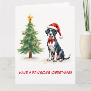 Tarjeta Gran danés ilustrado y árbol de Navidad