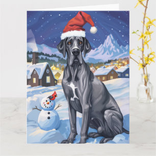 Tarjeta Gran Danés Invierno Maravilla Navidad Alegría 