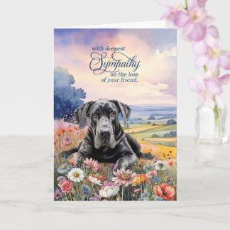 Tarjeta Gran Danés Perro con Flores Silvestres Pésame Pet