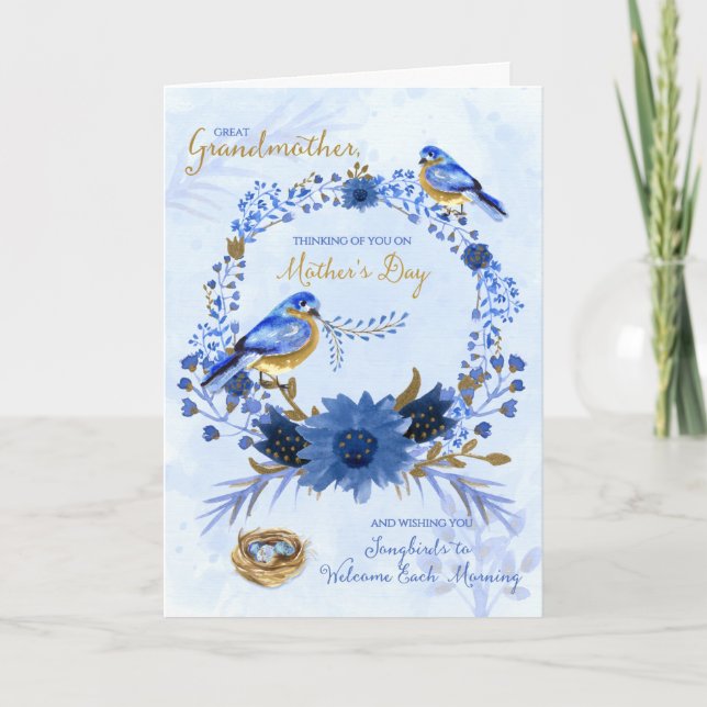 Tarjeta Gran Día de la Madre de la Abuela Bluebirds (Anverso)