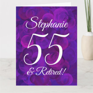 Tarjeta Gran Elegante Morado 55 Feliz Jubilación