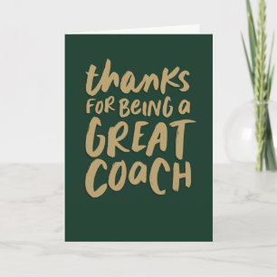 Tarjeta Gran entrenador oro verde fresco gracias