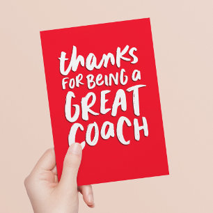 Tarjeta Gran entrenador rojo con letra roja gracias