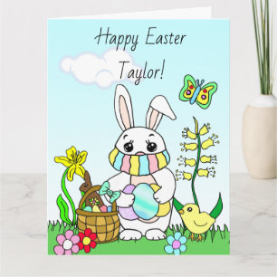 Tarjeta Gran Feliz Pascua, Conejo Personalizado con Mascar