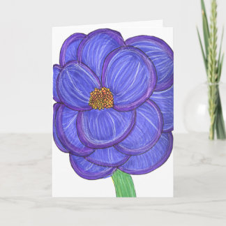 Tarjeta Gran flor azul en blanco