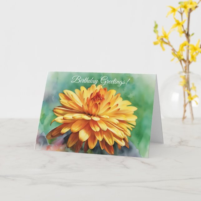 Tarjeta Gran florecimiento de la Mamá Chrysanthemum Art Cu (flor amarilla)