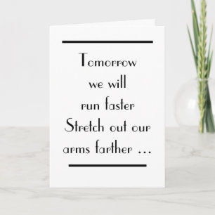 Tarjeta Gran Gatsby Mañana Vamos A Correr Más Rápido Deco