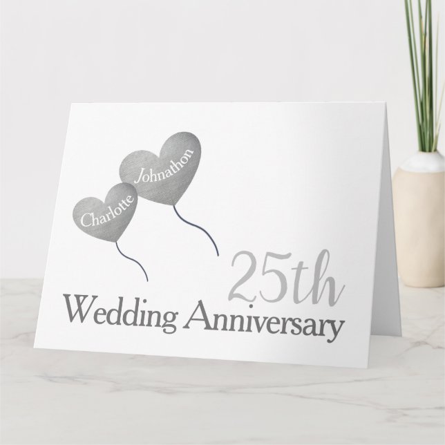 Tarjeta Gran globo de plata en el 25° aniversario del Boda (Anverso)