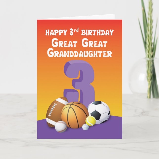 Tarjeta Gran Gran Abuela 3er. Ball Deportivo de cumpleaños (Anverso)