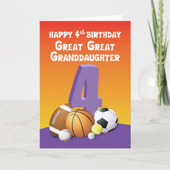Tarjeta Gran Gran Abuela 4ª Bola Deportiva de Cumpleaños (Anverso)