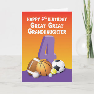 Tarjeta Gran Gran Abuela 4ª Bola Deportiva de Cumpleaños
