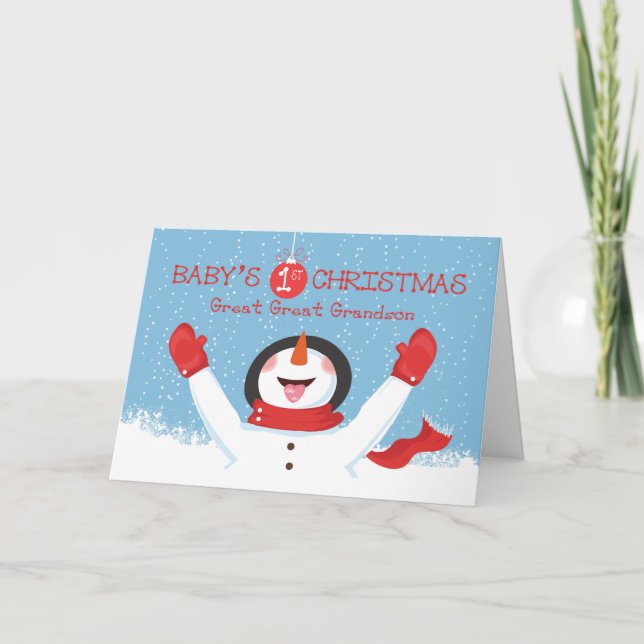 Tarjeta Gran Gran Abuelo Babilonia Primera Nieta de Navida (Anverso)