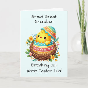 Tarjeta Gran Gran Abuelo Chick de Pascua Rompiendo Shell