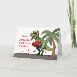 Tarjeta Gran Gran Abuelo Valentine Dinosaurio Gorra Corazó