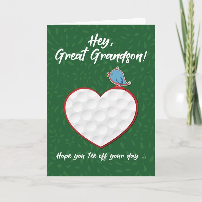 Tarjeta Gran Grandson Golf Sports Heart Valentine Preteen (Anverso)