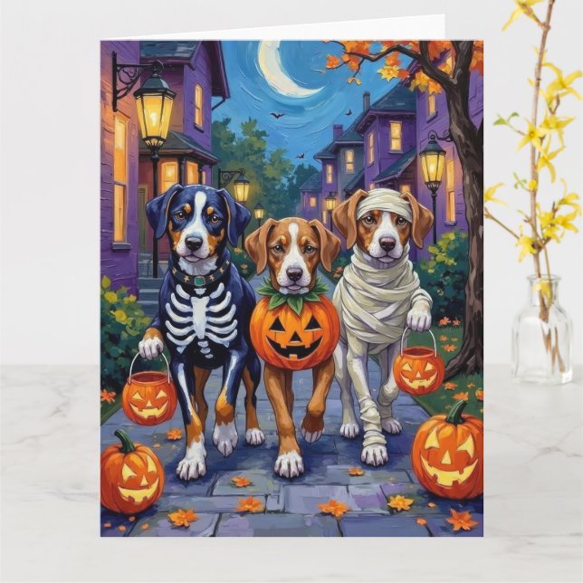 Tarjeta Gran Halloween de Trick o Tratamiento de Montaña (flor amarilla)