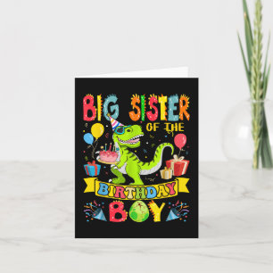Tarjeta Gran Hermana Del Nacimiento Niño Dinosaur T-rex Bi