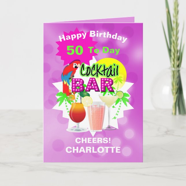 Tarjeta Gran hito Cumpleaños Saludos Divertidos Cócteles (Anverso)