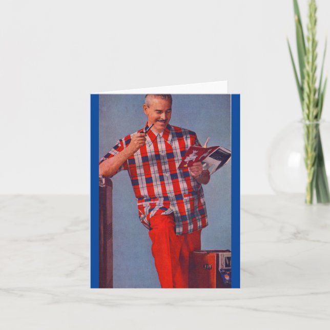 Tarjeta gran hombre de rojo y pelado (Anverso)