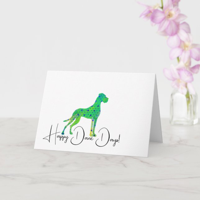 Tarjeta Gran ilustración de Gran Danés verde (Orquídea)