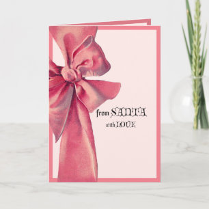 Tarjeta Gran lazo rosa de Santa con amor Navidad