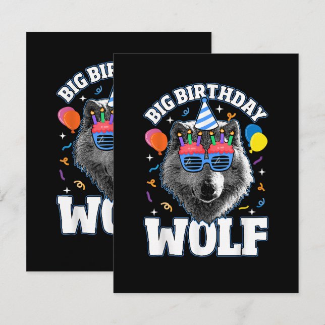 Tarjeta Gran Lobo de Cumpleaños para Lobos (Anverso / Reverso)