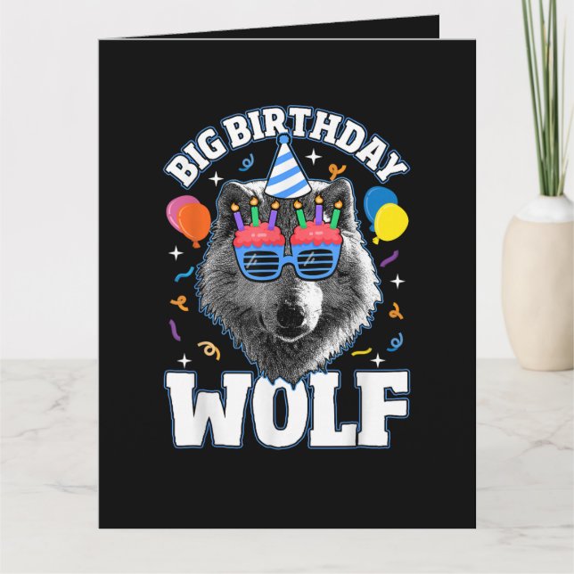 Tarjeta Gran Lobo de Cumpleaños para Lobos (Anverso)