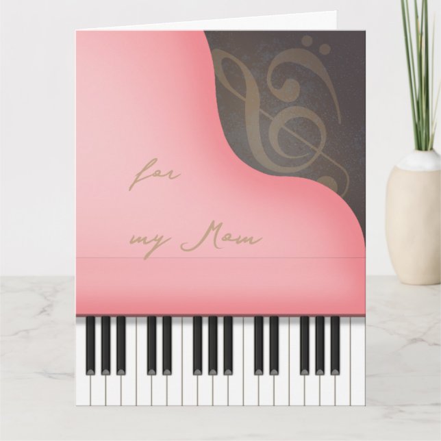Tarjeta Gran mami de piano rosa o Personalizado de abuela  (Anverso)
