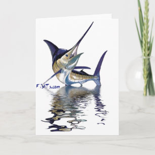Tarjeta Gran marlin con reflexión en el agua