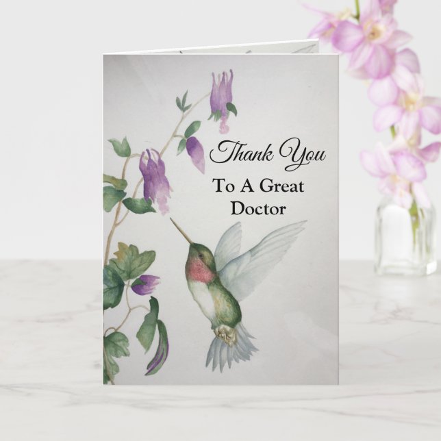 Tarjeta Gran Médico Gracias Hummingbird Garden (Orquídea)
