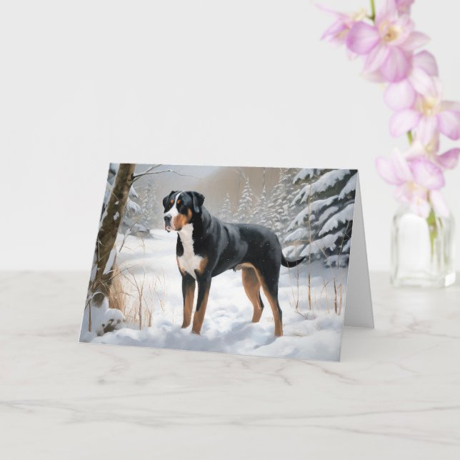 Tarjeta Gran Montaña Suiza deja que nieve Navidades (Orquídea)