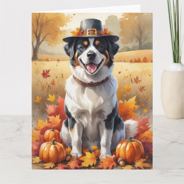 Tarjeta Gran Montaña Suiza otoño deja el día de Acción de  (Anverso)