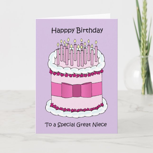 Tarjeta Gran Niece Feliz Cumpleaños Pastel de Personalizad (Anverso)