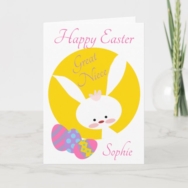 Tarjeta Gran Niece Feliz Pascua Amarillo (Anverso)