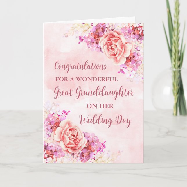 Tarjeta Gran Nieta de Floral Rosa Boda (Anverso)