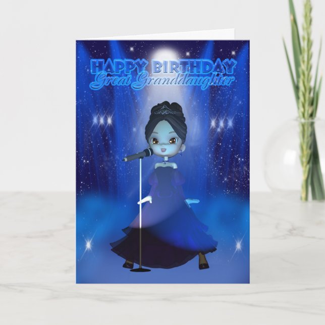Tarjeta Gran Nieta Feliz Cumpleaños Cantando Deva Cu (Anverso)