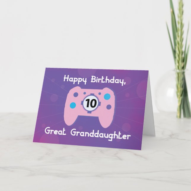 Tarjeta Gran Nieta Jugadora de Cumpleaños de 10 años (Anverso)