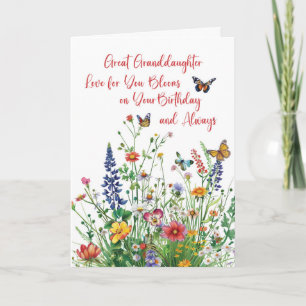 Tarjeta Gran Nieta Nacimiento Bloom de amor Flor silvestre