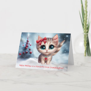 Tarjeta Gran nieta Navidades de vacaciones gato lindo