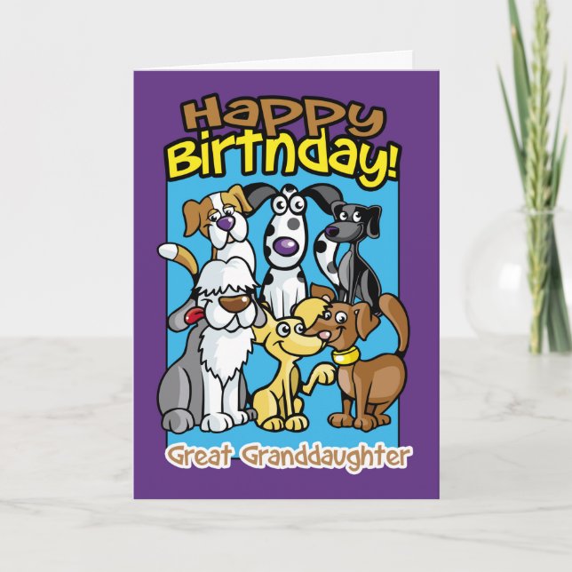 Tarjeta Gran Nieta, perros de celebración de cumpleaños, L (Anverso)