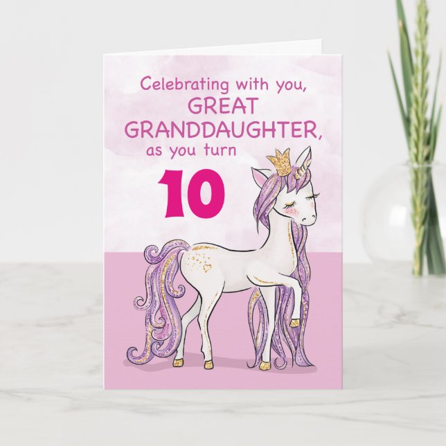 Tarjeta Gran Nieta personalizado Nacimiento Caballo Rosa (Anverso)
