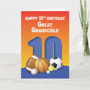 Tarjeta Gran nieto, Boy 10 Balls deportiva de cumpleaños