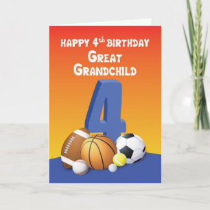 Tarjeta Gran nieto, Boy 4º Balls Deportiva de Cumpleaños