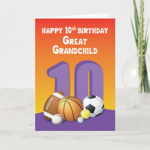 Tarjeta Gran nieto, Chica 10° Balls Deportiva de Cumpleaño