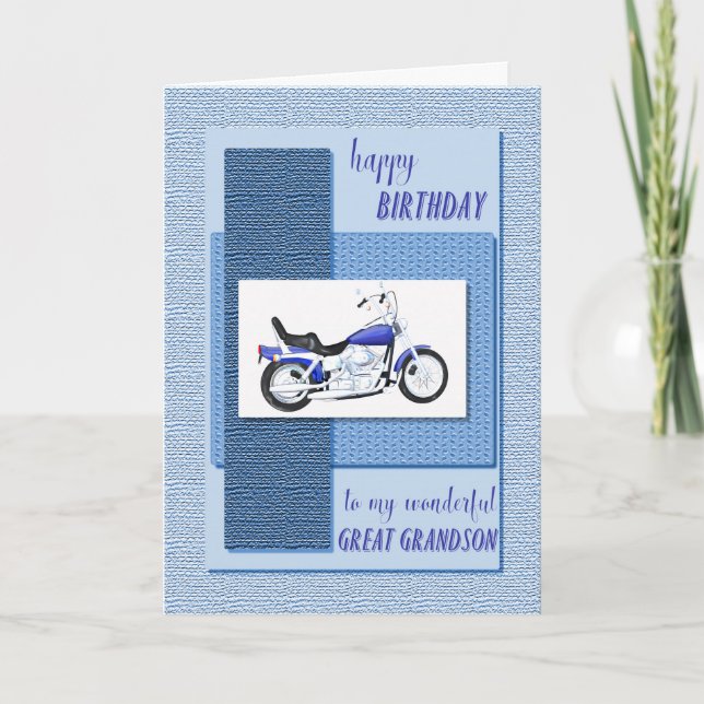 Tarjeta Gran nieto, cumpleaños de moto (Anverso)