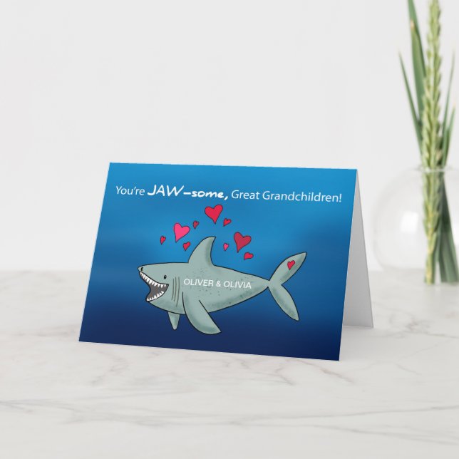 Tarjeta Gran nieto Día de San Valentín Tiburón (Anverso)