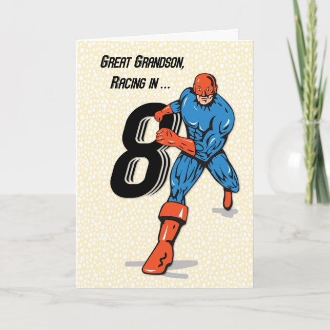 Tarjeta Gran nieto Superhéroe de cumpleaños 8 (Anverso)