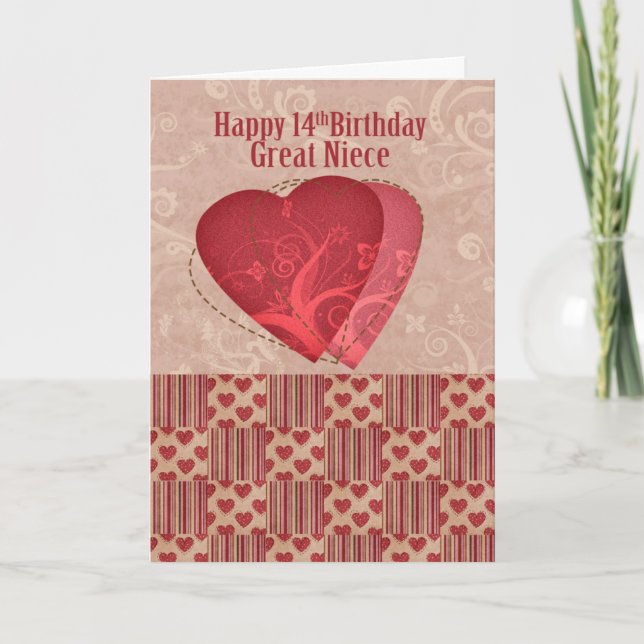 Tarjeta Gran Niña 14º cumpleaños con estilo de país (Anverso)