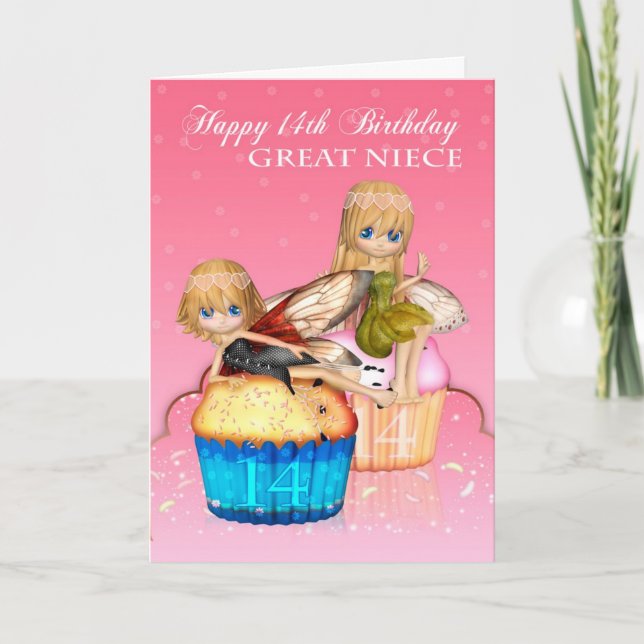 Tarjeta Gran Niña 14 Años Con Tartas De Fe. (Anverso)